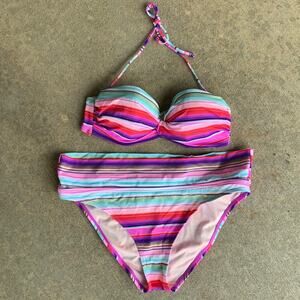 Victoria’s Secret 34D/L high rise striped bikini